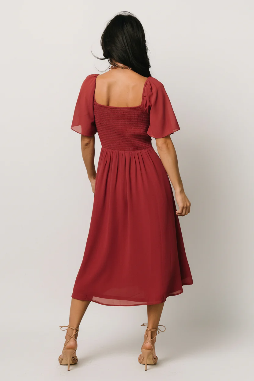 Colette Sweetheart Midi Dress | Terracotta - Image 4