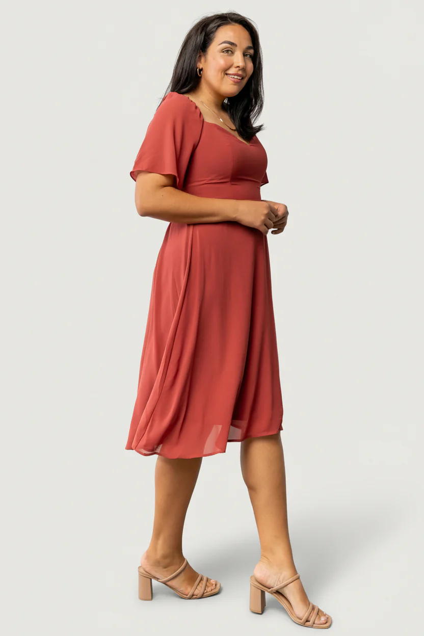Colette Sweetheart Midi Dress | Terracotta - Image 5