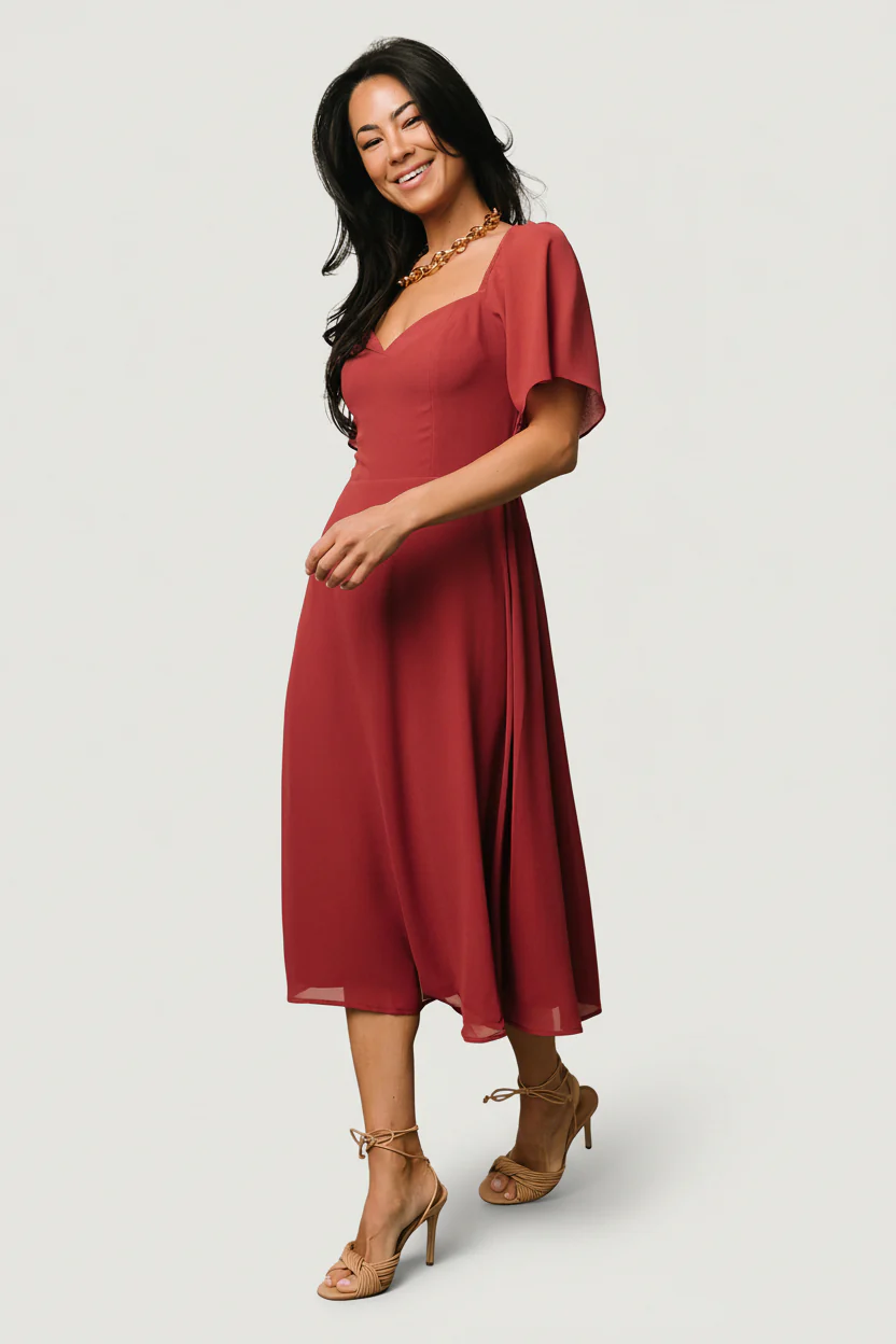Colette Sweetheart Midi Dress | Terracotta - Image 7