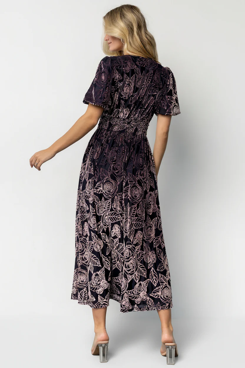 Dahlia Velvet Dress | Indigo + Purple Floral - Image 6
