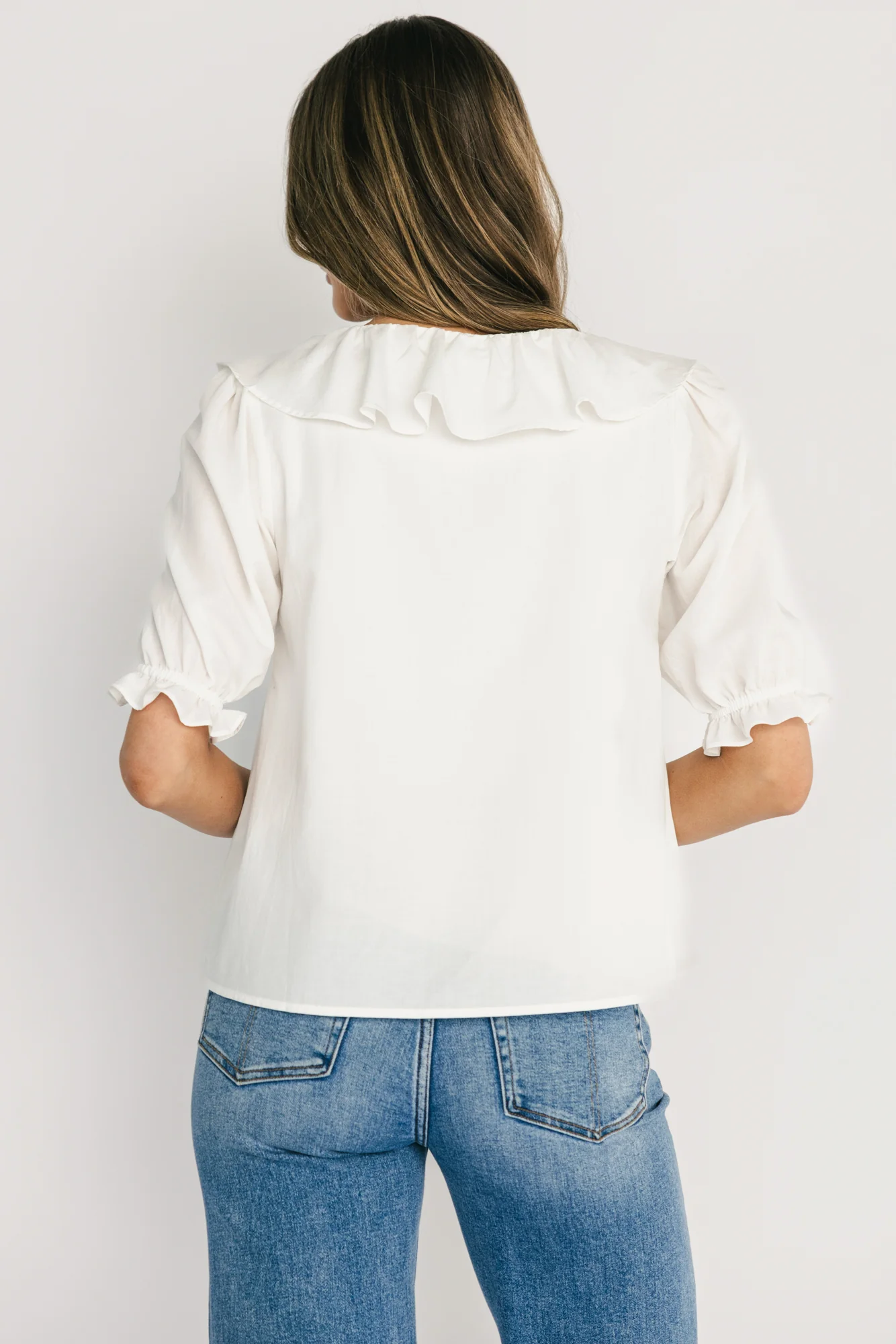 Daisy Ruffle Button Up Top | Off White - Image 4