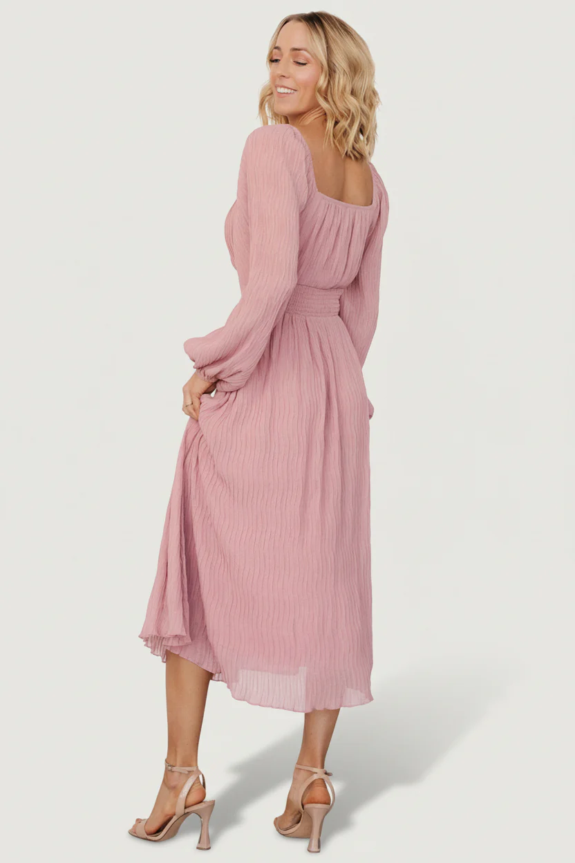 Dalton Pleated Midi Dress | Blush - Image 4