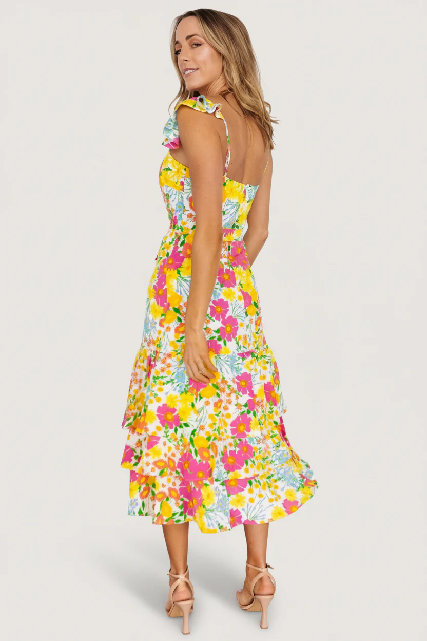 Dani Ruffle Tiered Midi Dress | Multi Floral - Image 5
