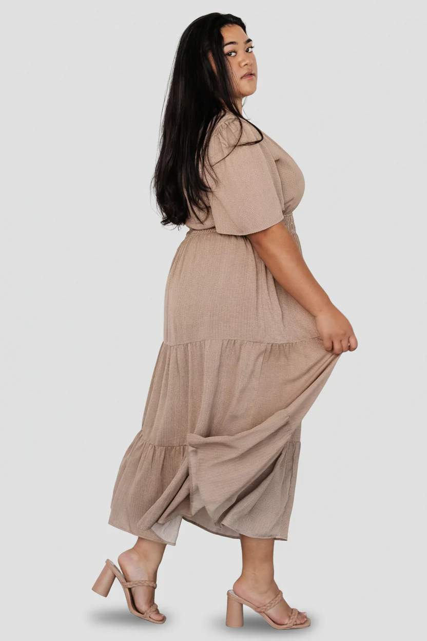 Danielle Tiered Maxi Dress | Brown Print - Image 7