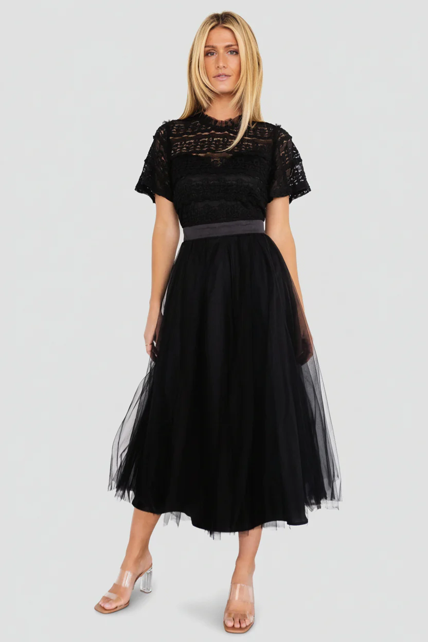 Darcy Tulle Midi Dress | Black