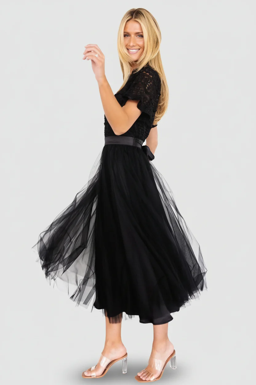 Darcy Tulle Midi Dress | Black - Image 2