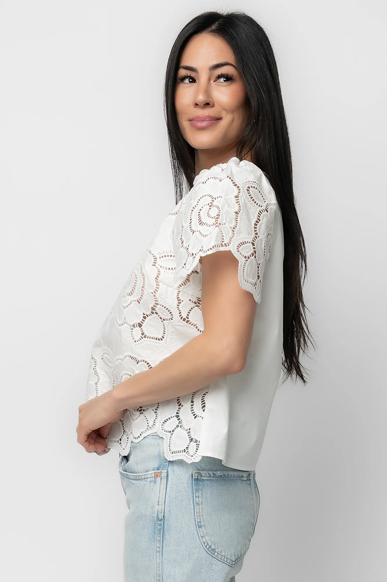 Delphine Floral Top | Off White - Image 3