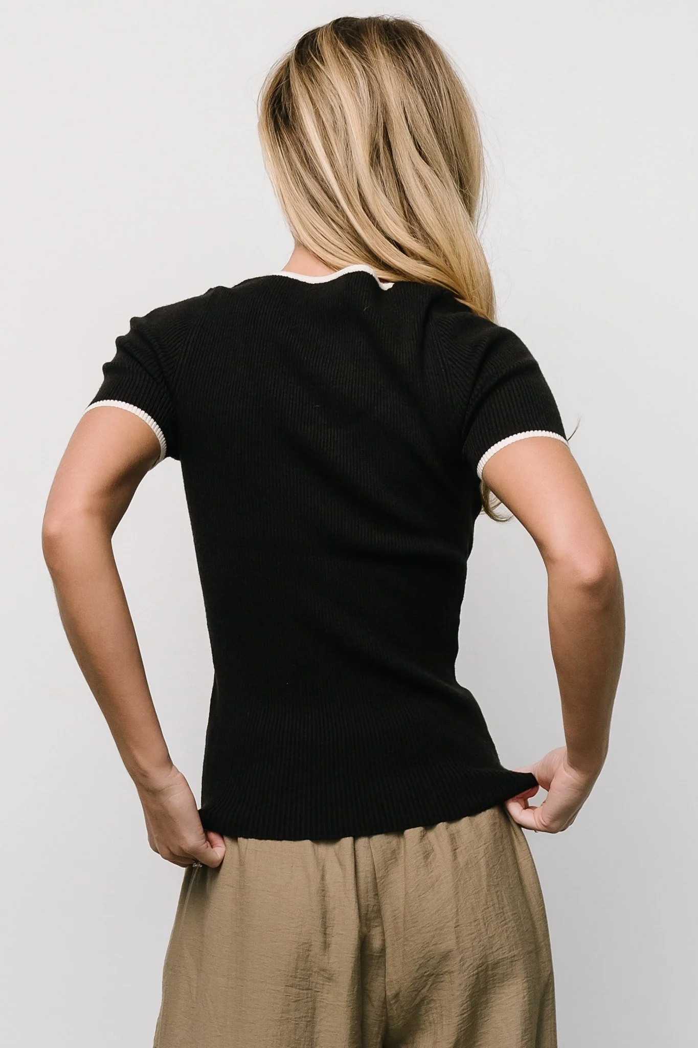 Dena Ribbed Top | Black + White - Image 5