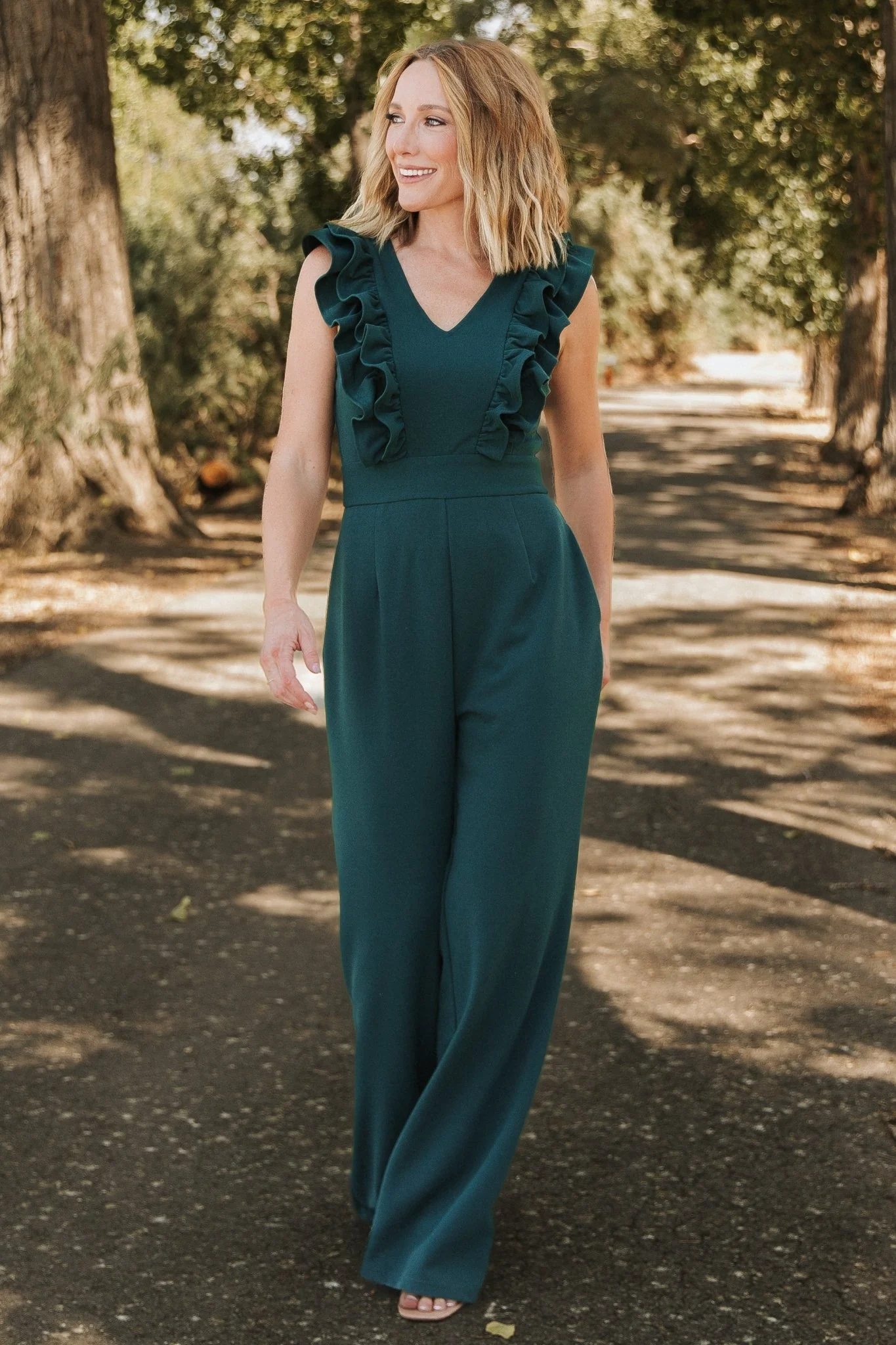 Descanso Ruffle Jumpsuit | Dark Green - Image 3