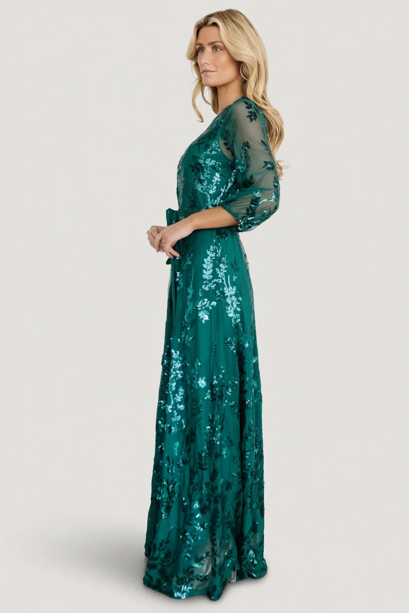 Destiny Sequin Maxi Dress | Emerald - Image 3