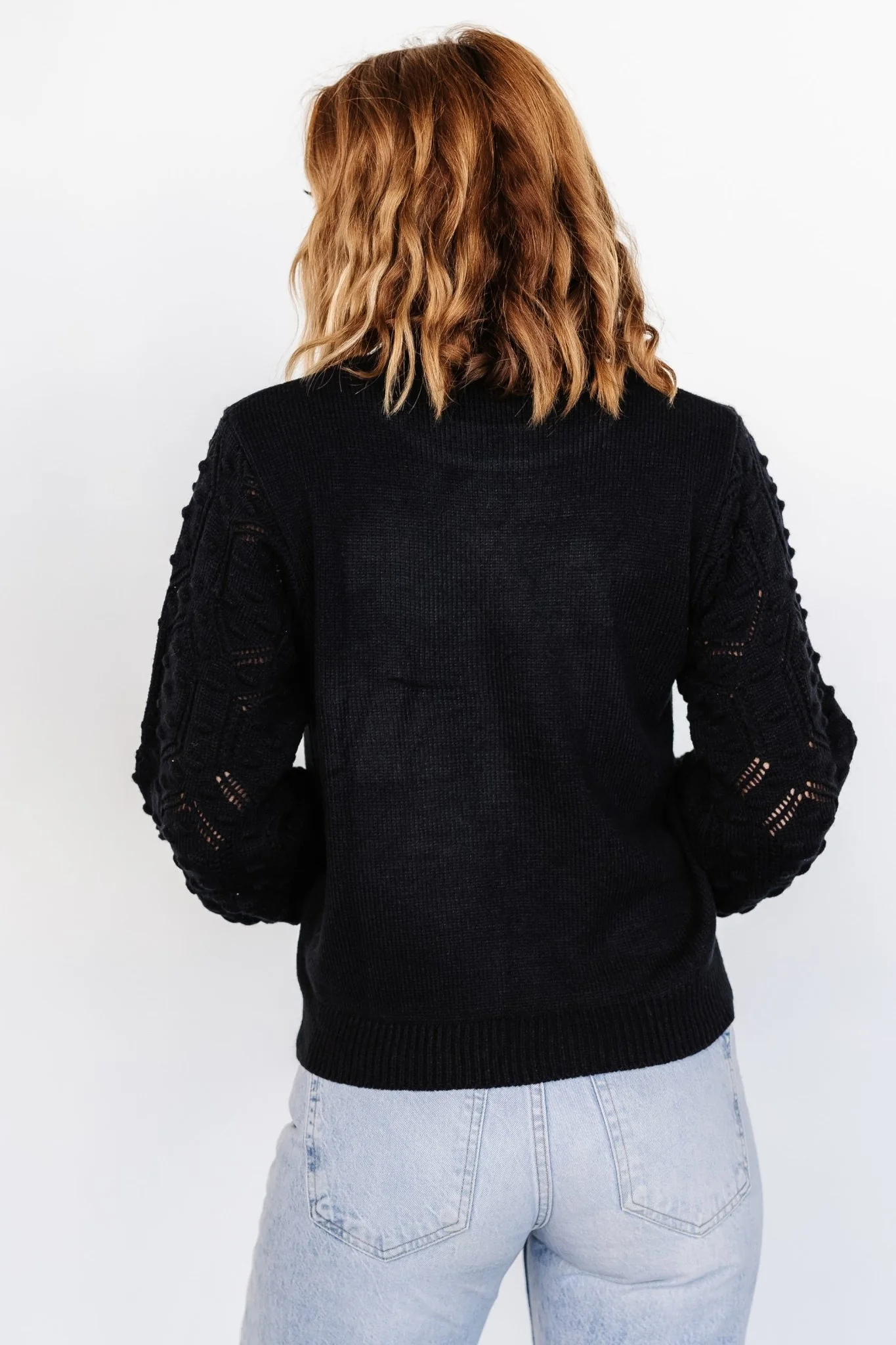 Devri Pointelle Sweater | Black - Image 4