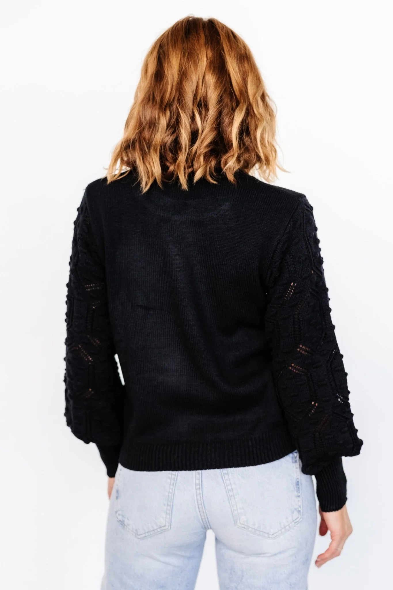 Devri Pointelle Sweater | Black - Image 6