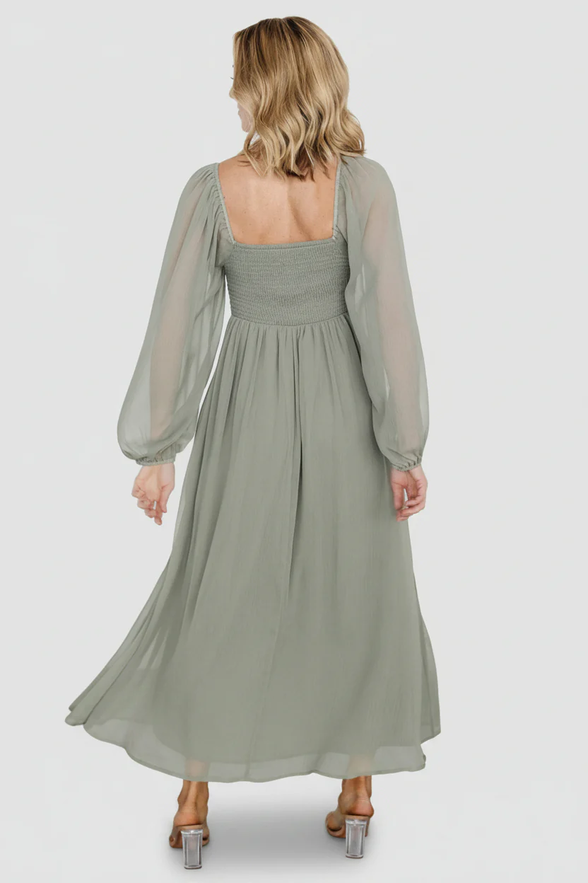 Dione Midi Dress | Dusty Olive - Image 3