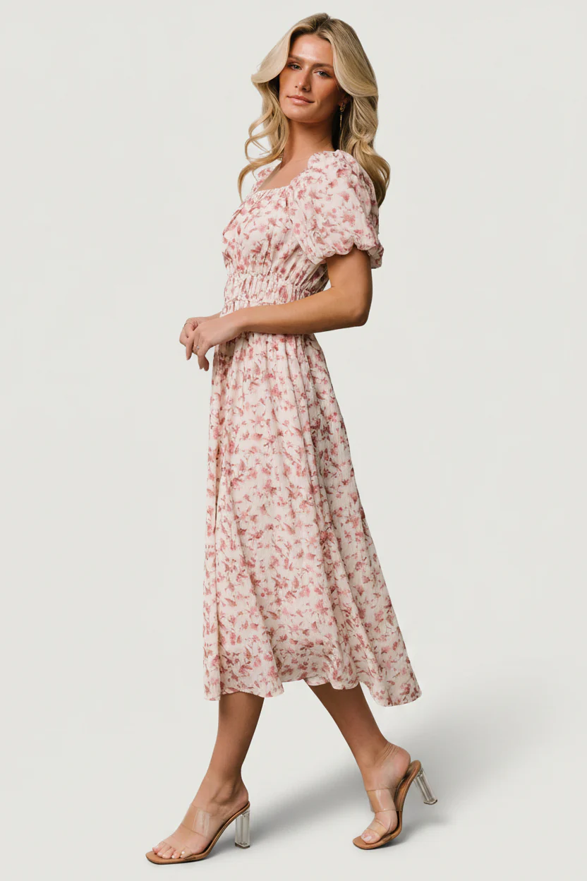 Dorine Midi Dress | Ivory + Blush Floral - Image 6