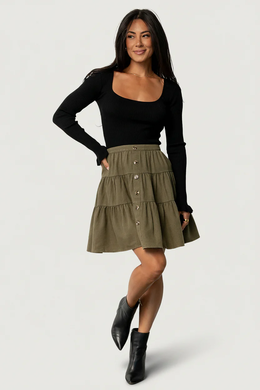 Ebba Short Skirt | Olive - Image 2