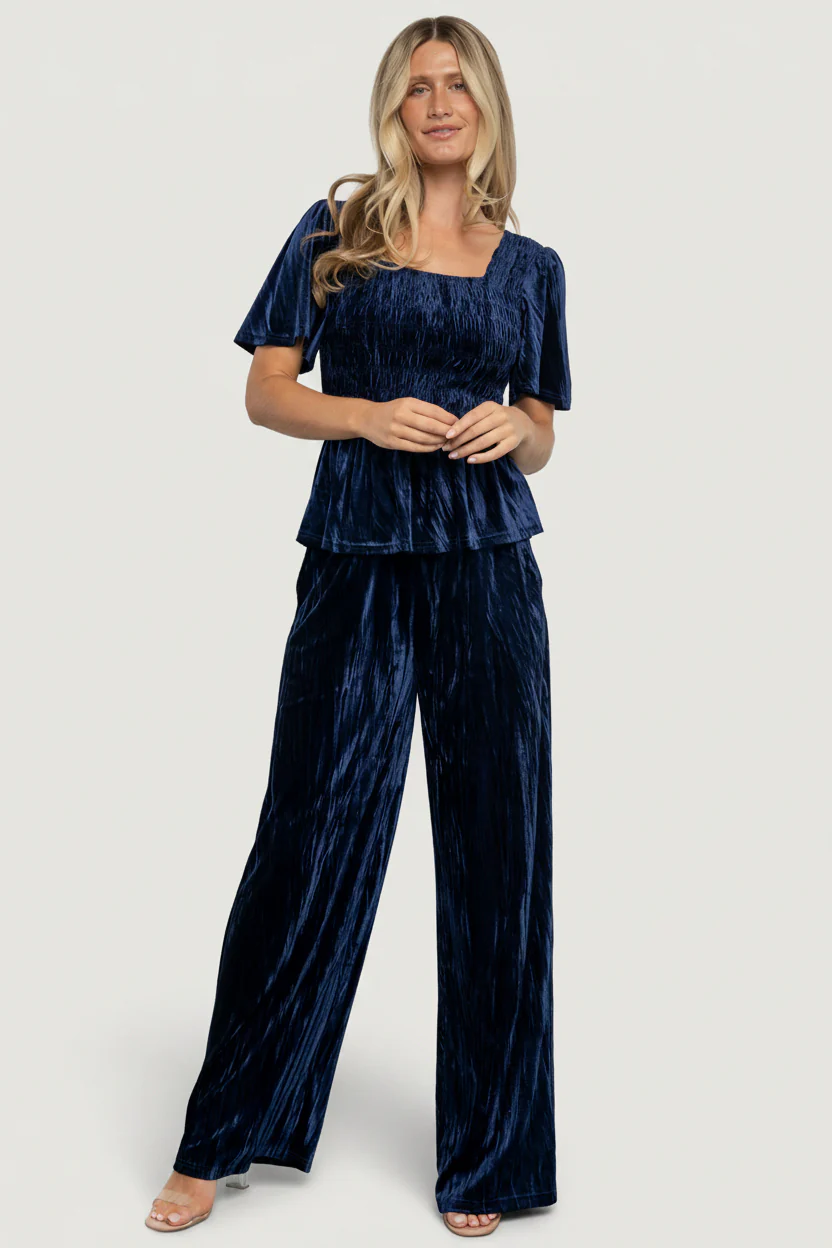 Elin Velvet Set | Navy