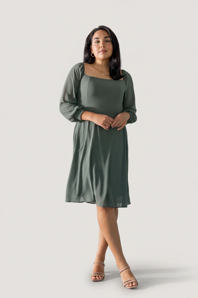 Elise Short Dress | Dark Sage - Image 3