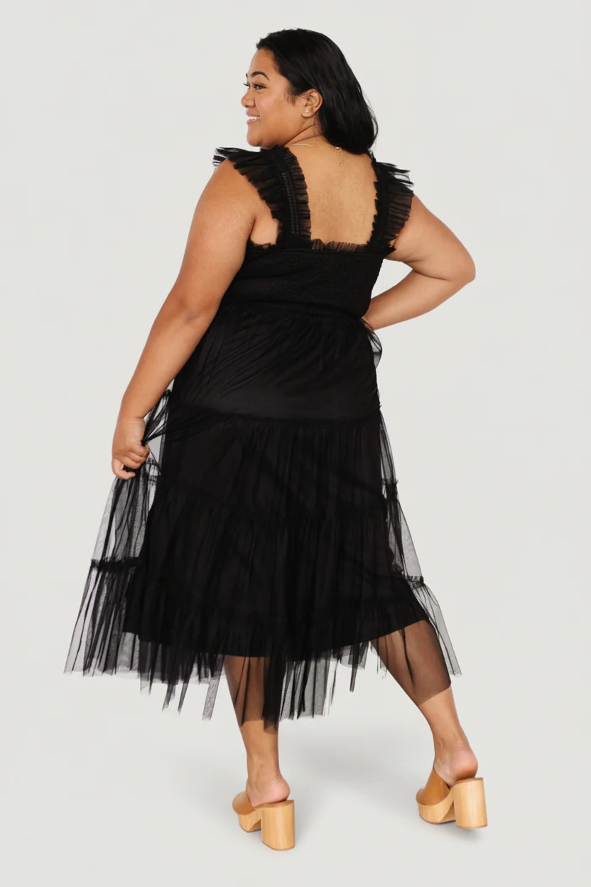 Emma Smocked Tulle Dress | Black - Image 7