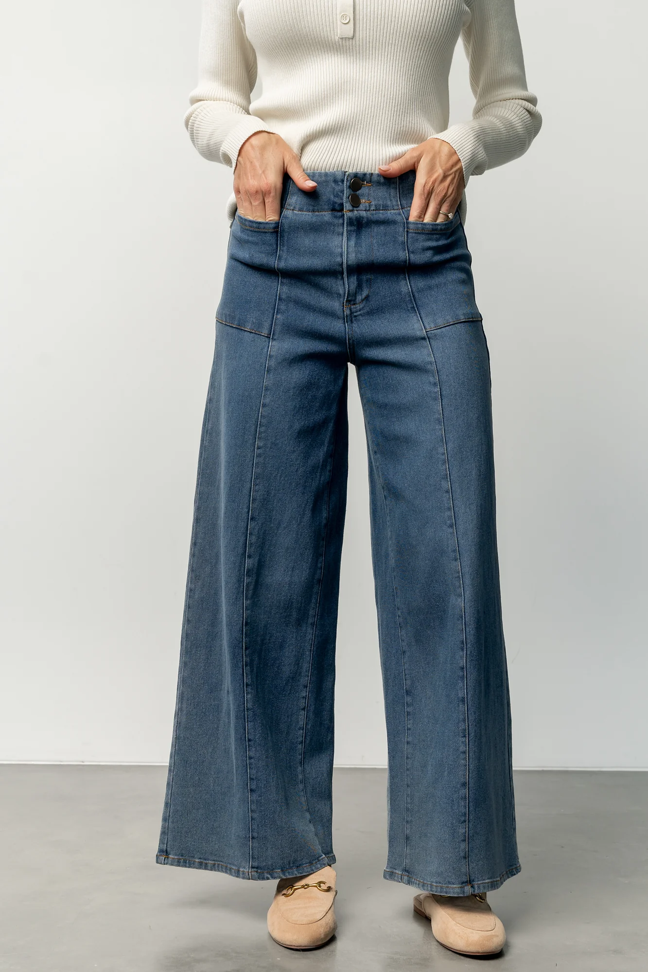Emmi Mid Rise Wide Leg Jeans | Dark Wash - Image 4