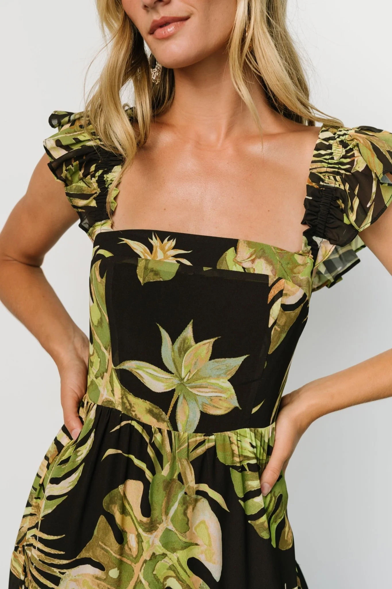 Encinitas Maxi Dress | Tropical Green + Black - Image 2