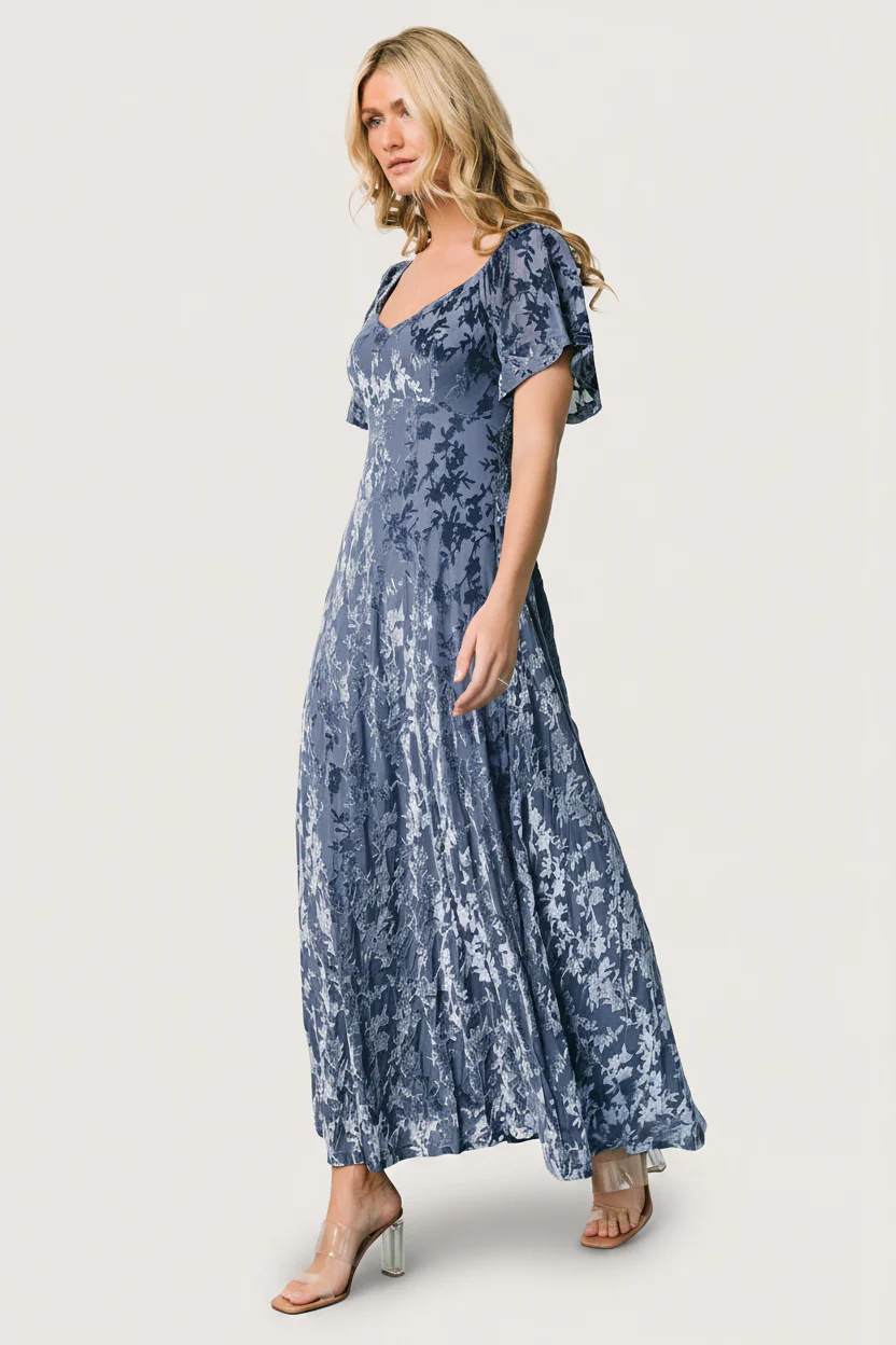Everley Velvet Maxi Dress | Whisper Blue - Image 6