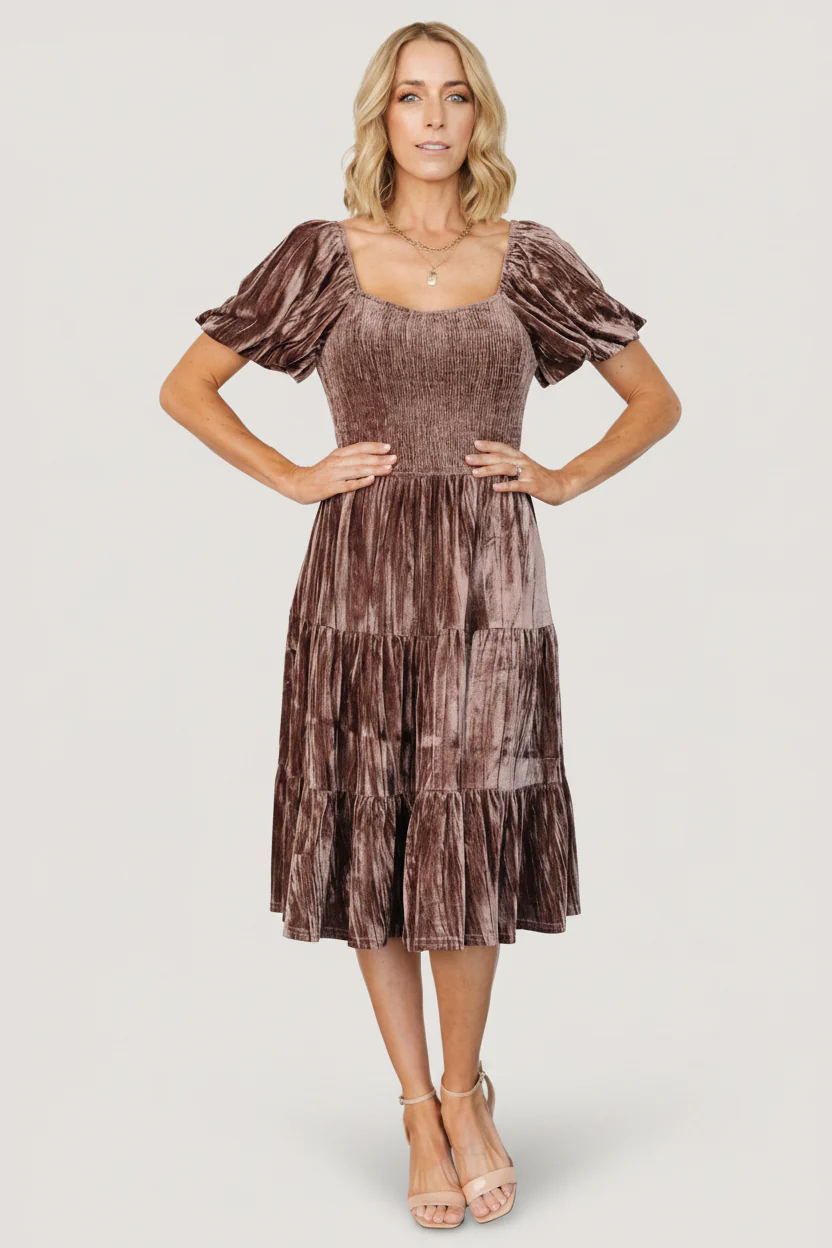 Fay Velvet Midi Dress | Cocoa - Image 2