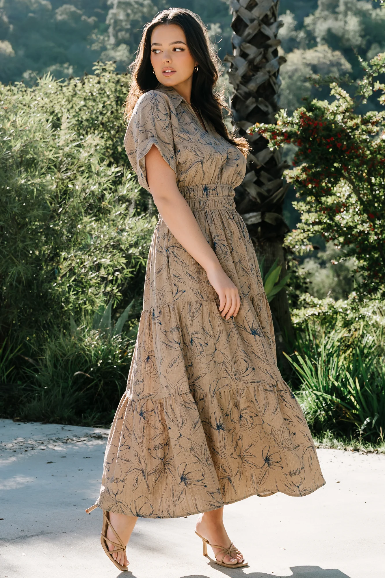 Hedda Tiered Maxi Dress | Natural + Blue Floral - Image 5