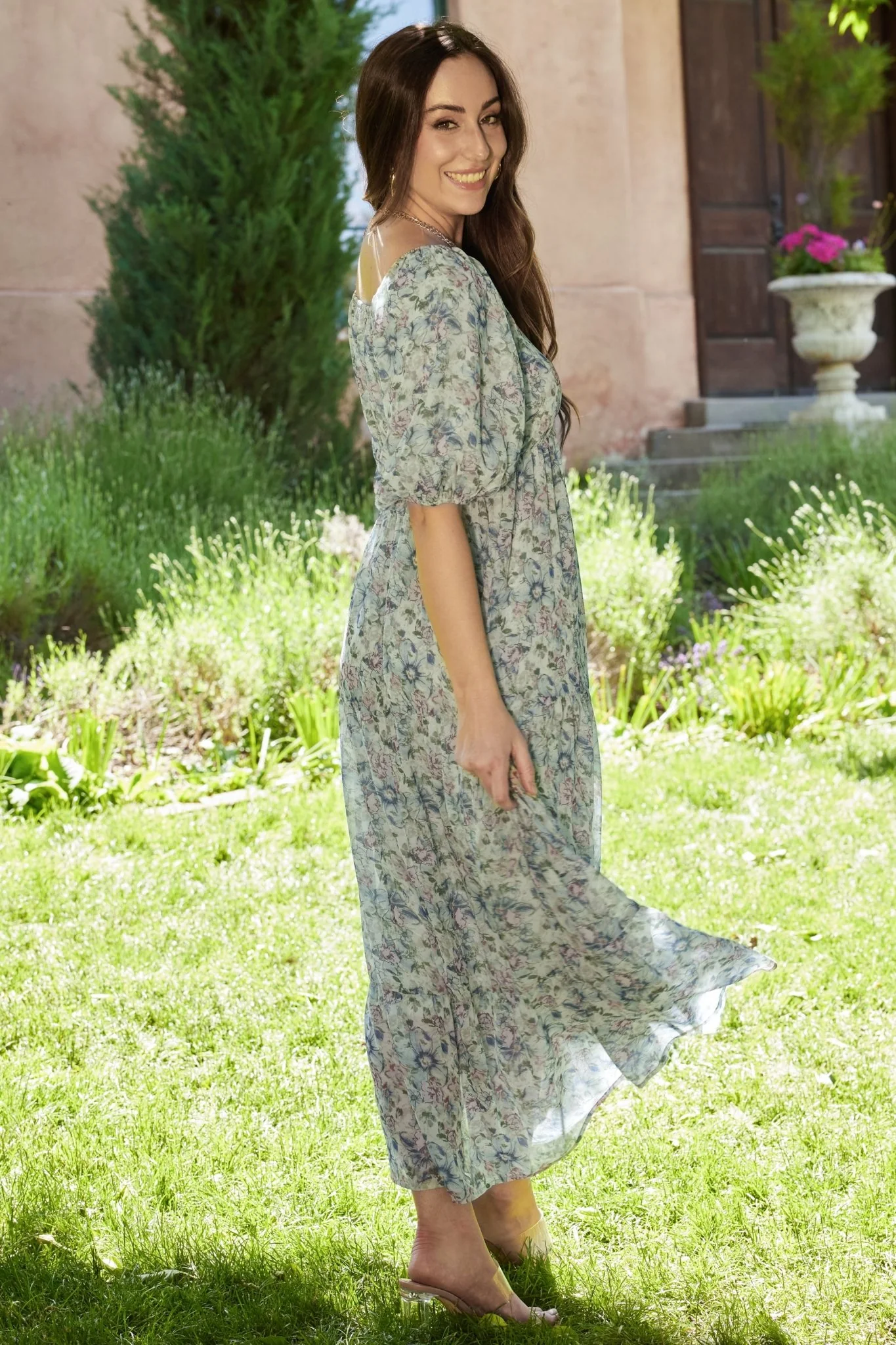 Ginny Maxi Dress | Light Green Floral - Image 3