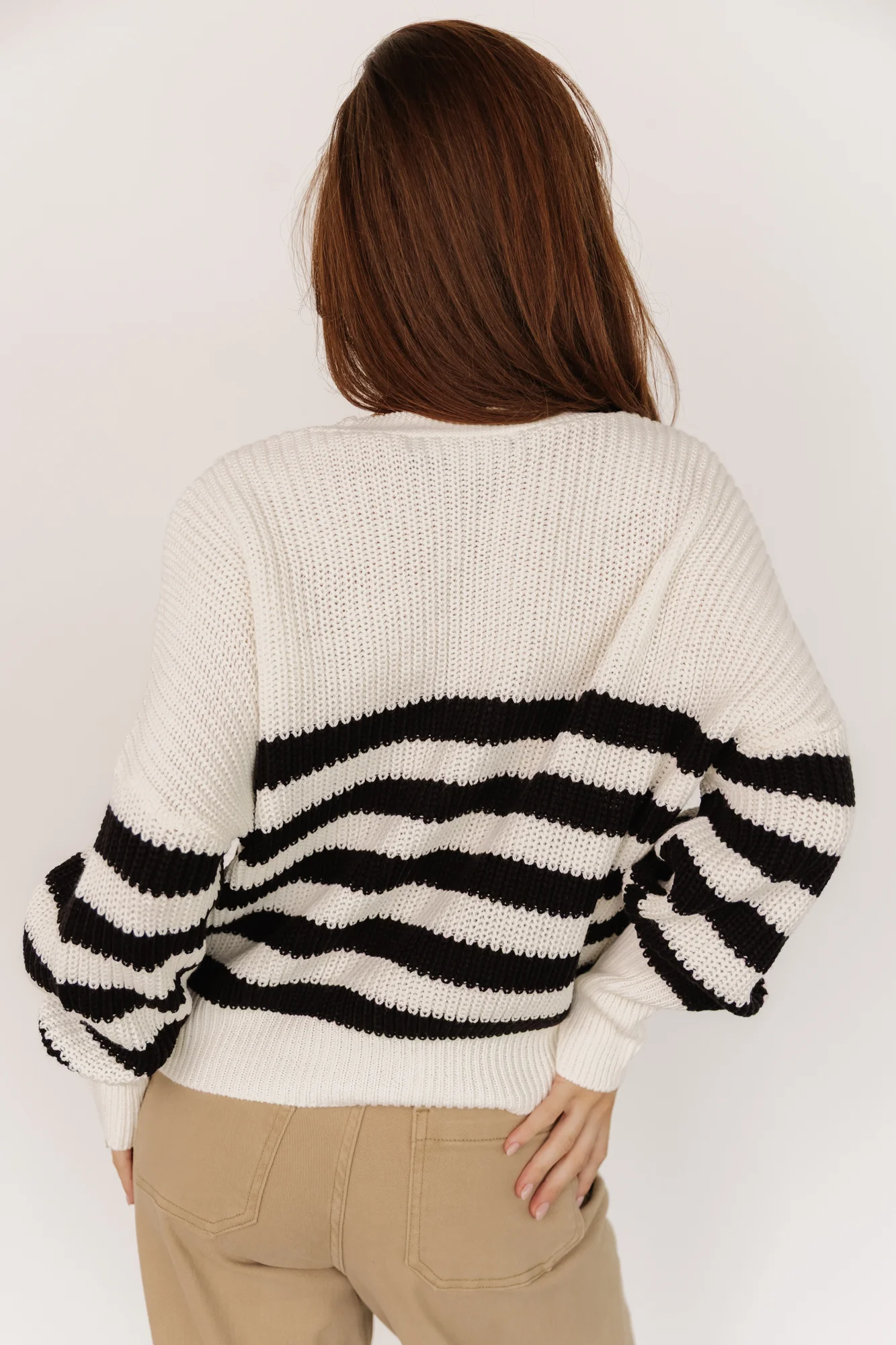 Gracie Knit Cardigan | Ivory + Black Stripe - Image 4