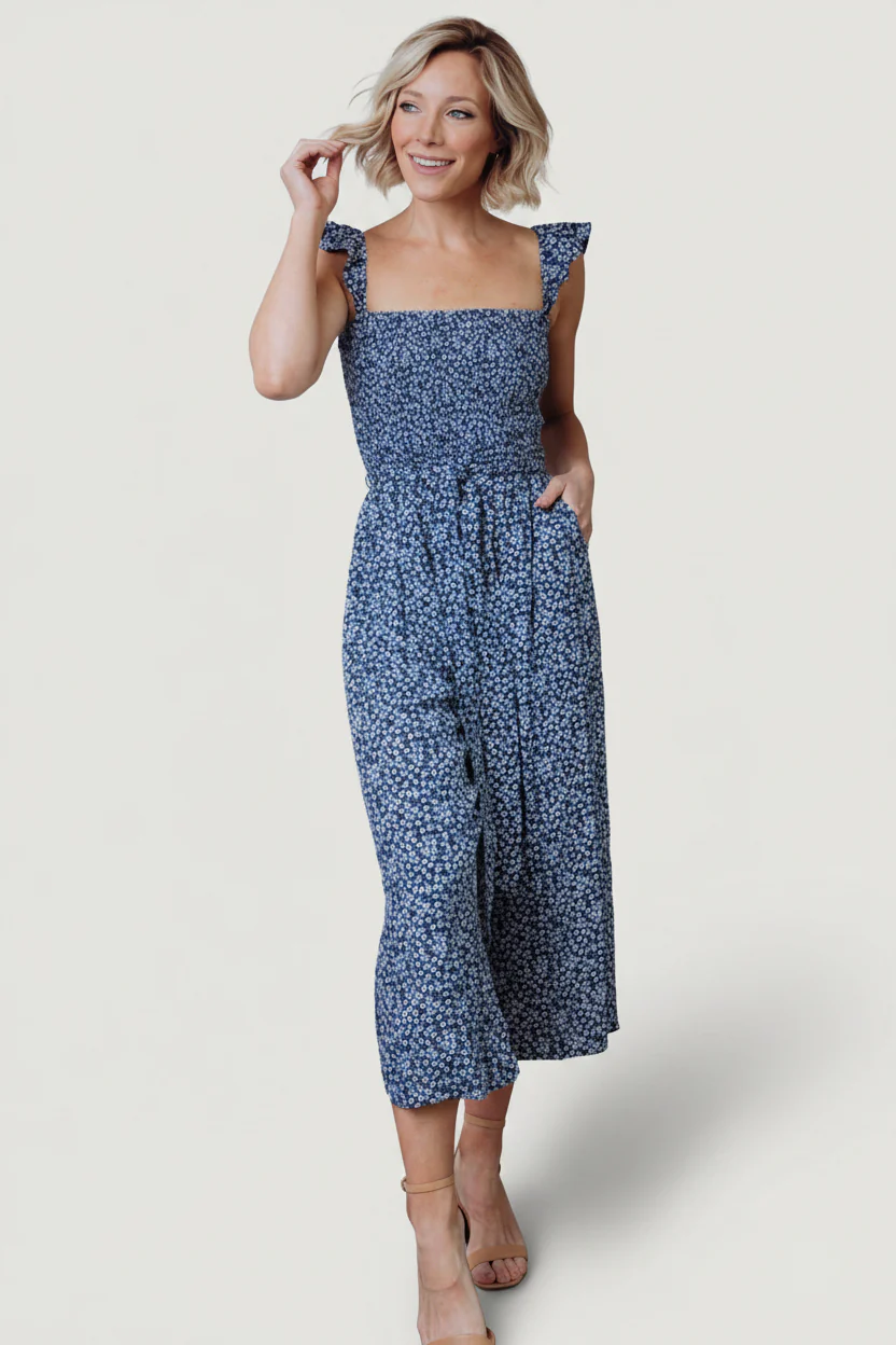 Hadley Smocked Jumpsuit | Navy - Image 3