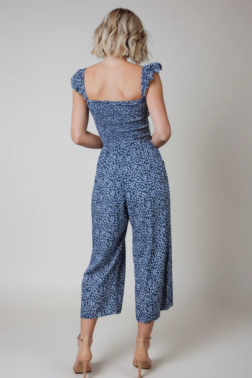 Hadley Smocked Jumpsuit | Navy - Image 5