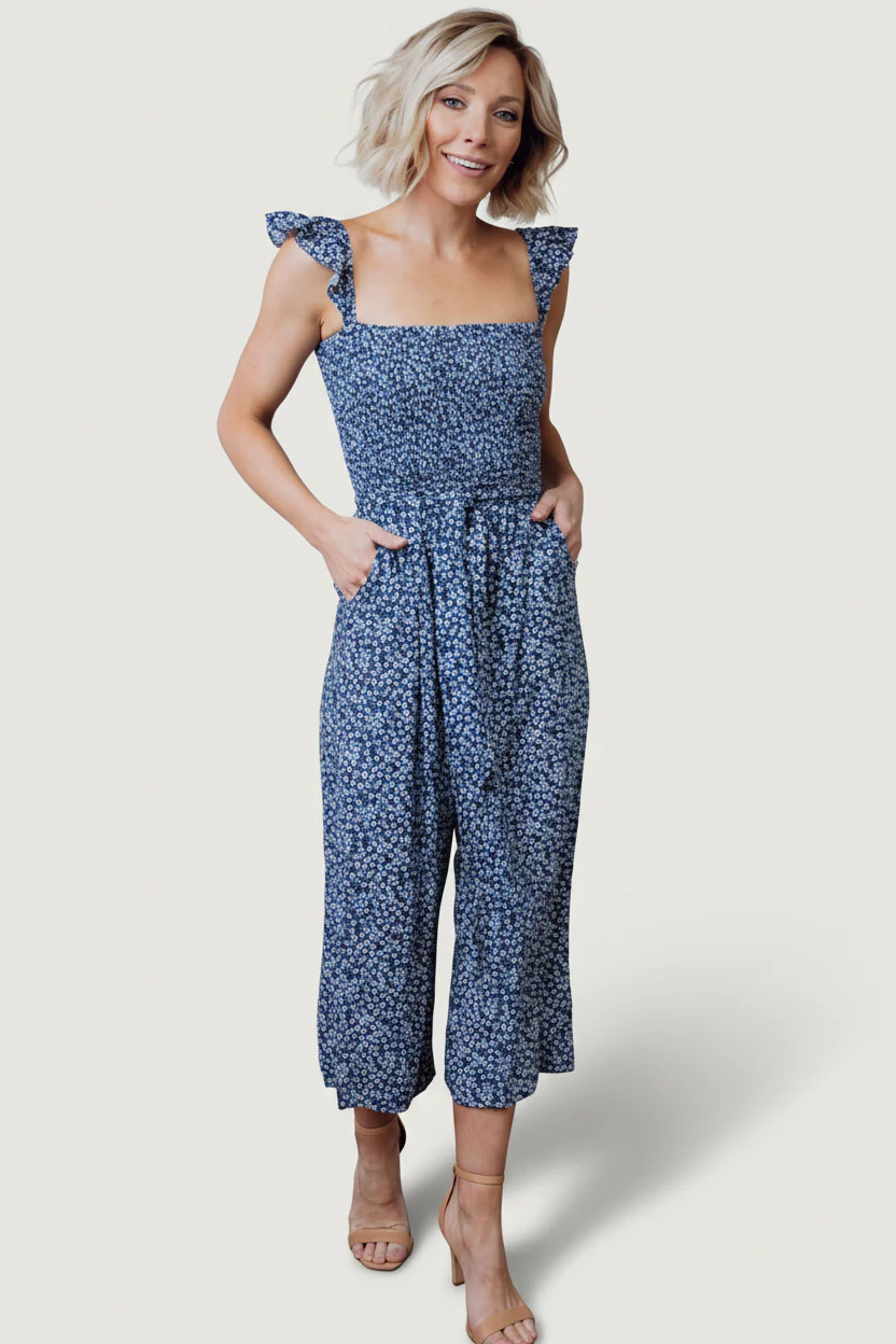 Hadley Smocked Jumpsuit | Navy - Image 7