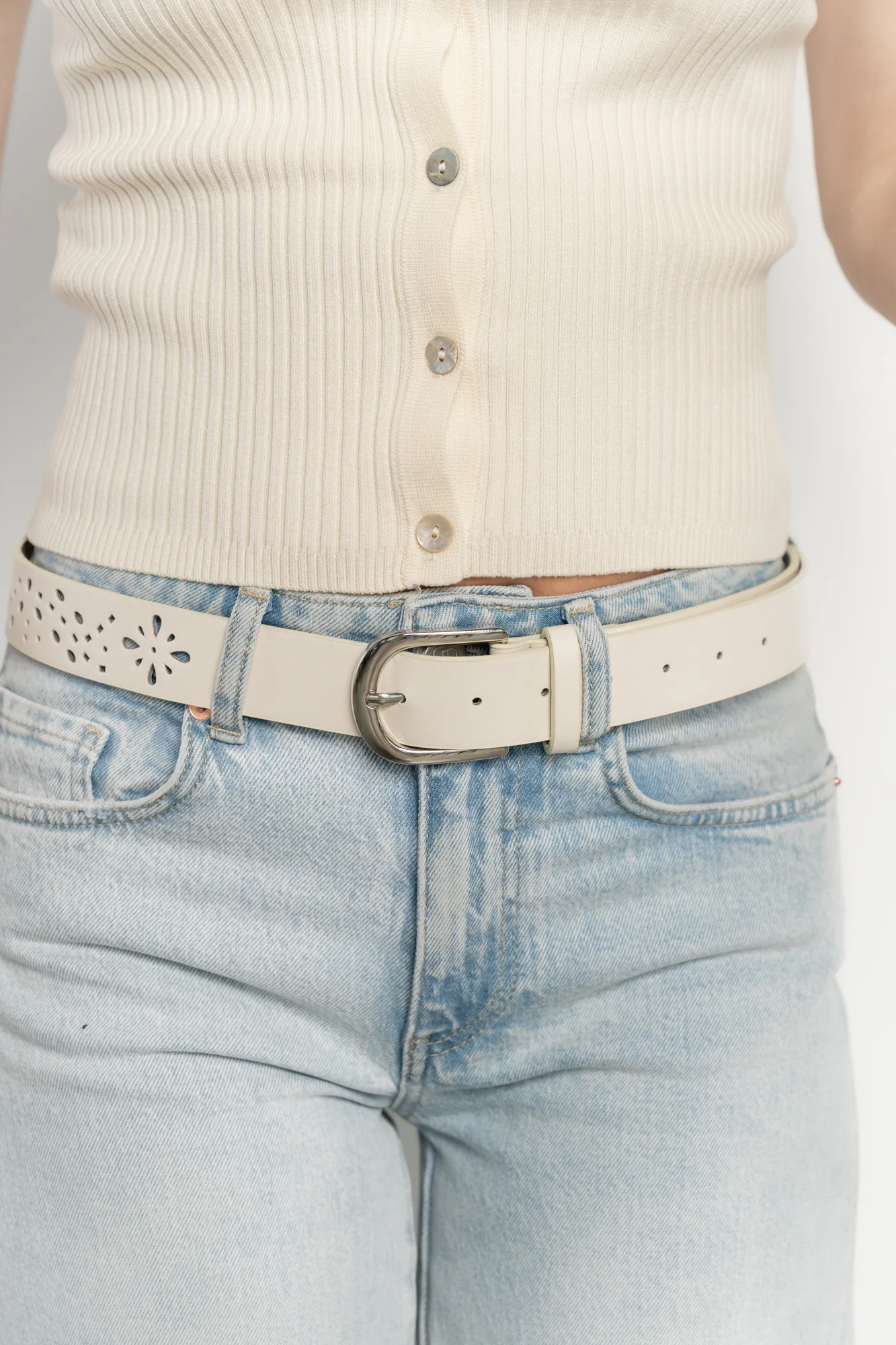 Harmony Floral Faux Leather Belt | Ivory - Image 5