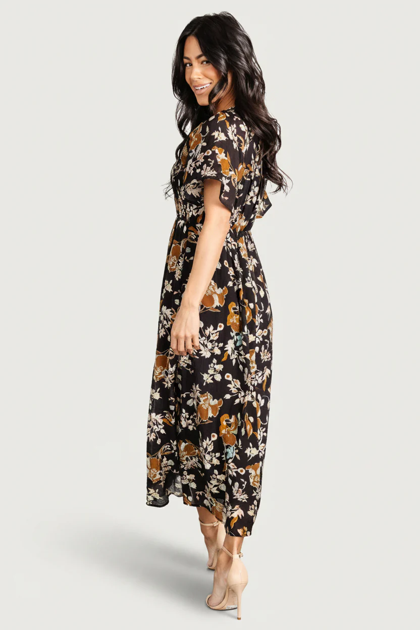 Hathaway Midi Dress | Black Floral - Image 3