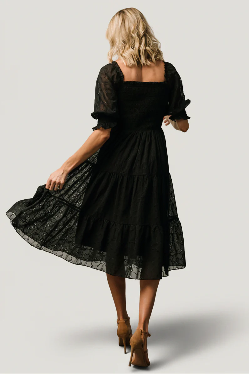 Hazel Eyelet Midi Dress | Black - Image 6