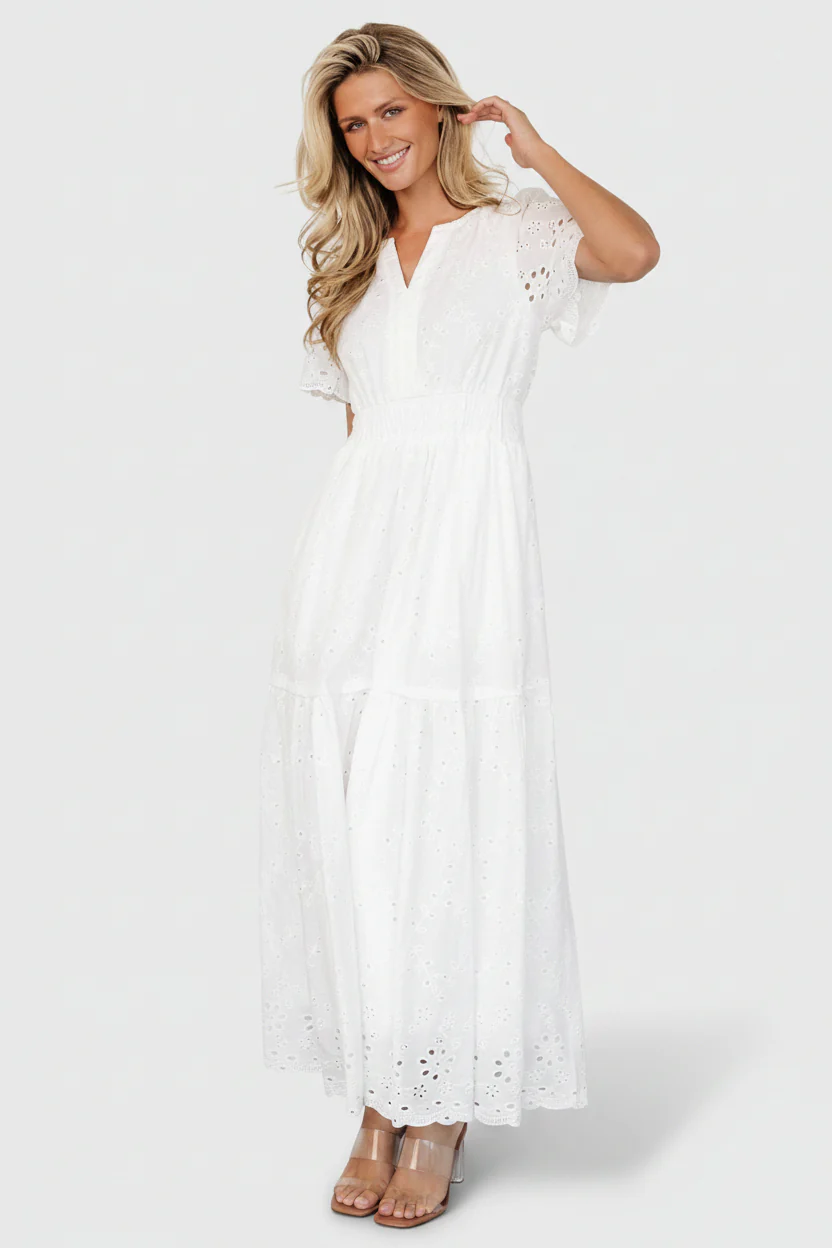 Hyacinth Eyelet Maxi Dress | Off White