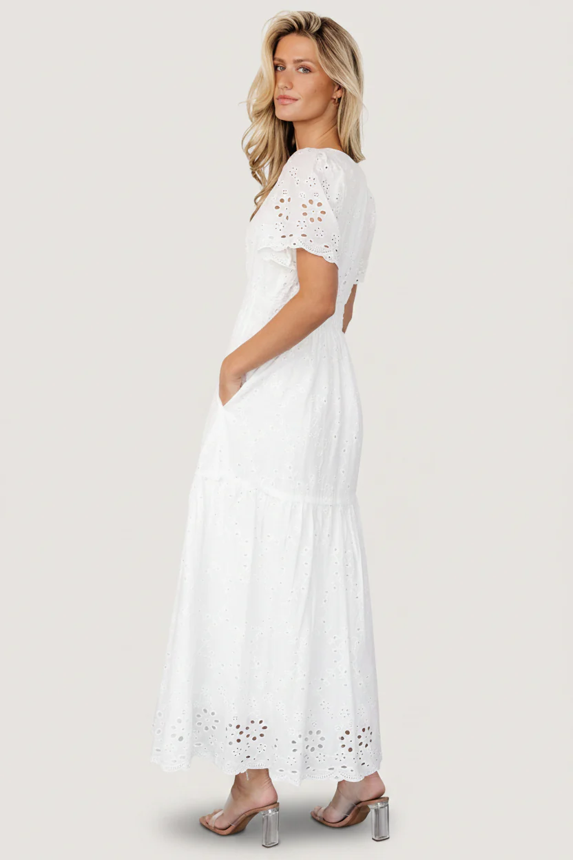 Hyacinth Eyelet Maxi Dress | Off White - Image 3