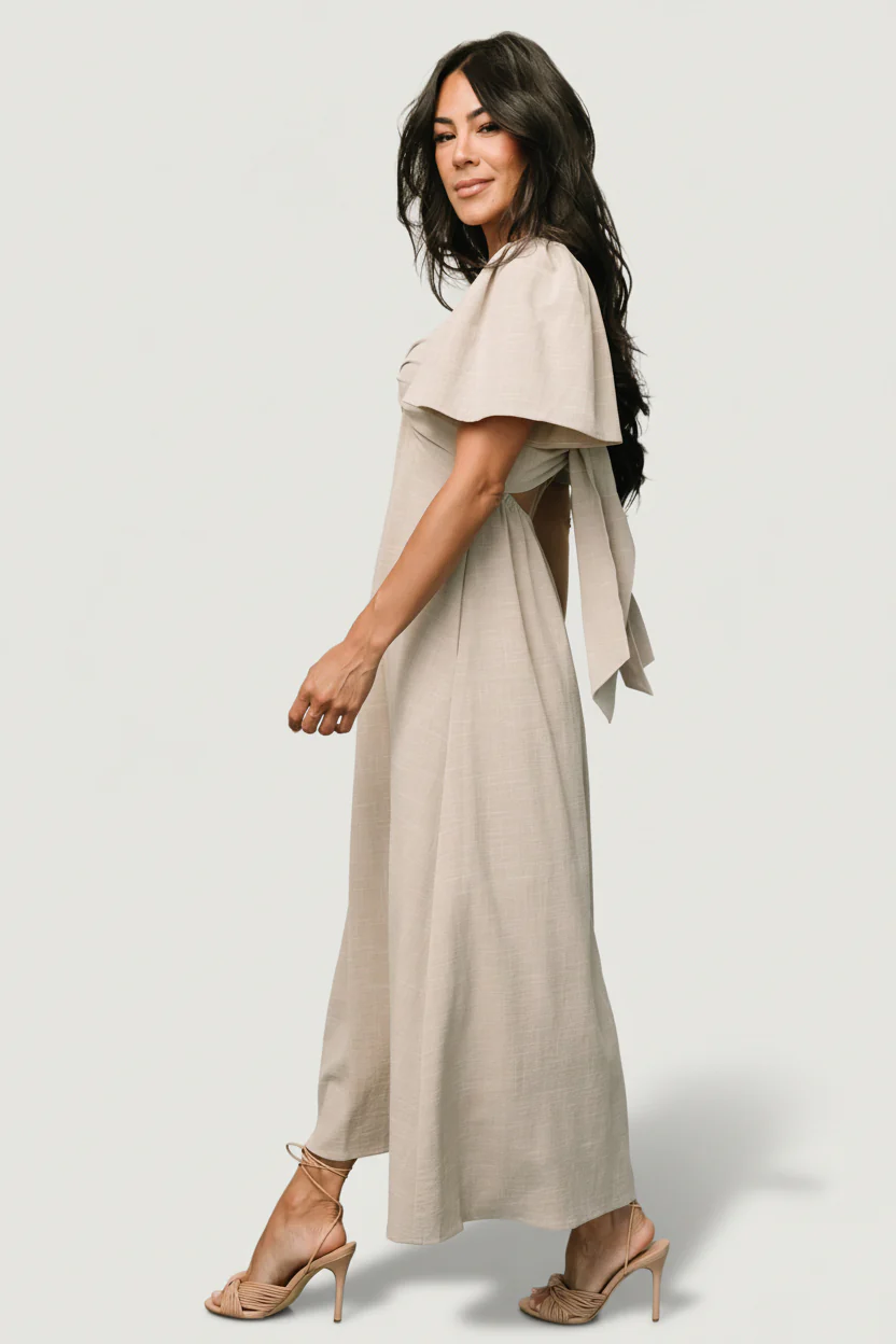 Indie Back Tie Dress | Oatmeal - Image 5
