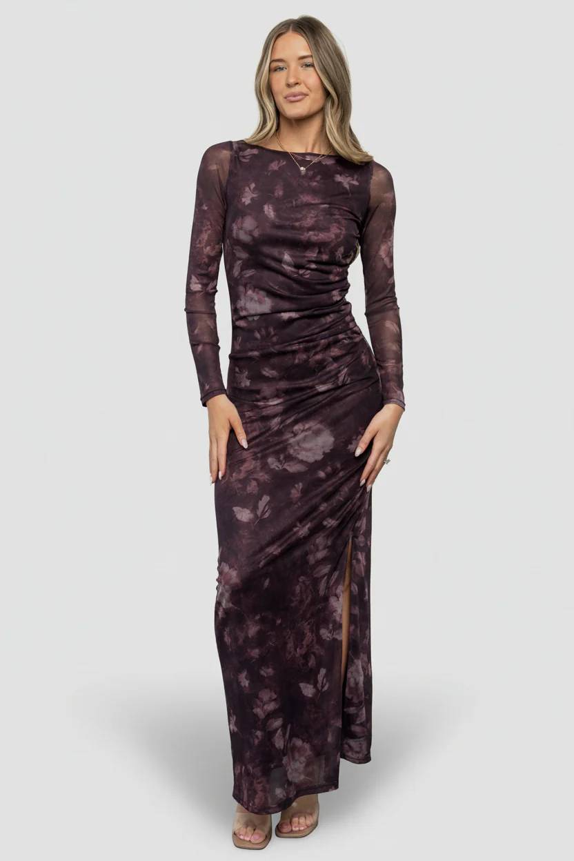 Isadora Maxi Dress | Deep Plum Floral - Image 2
