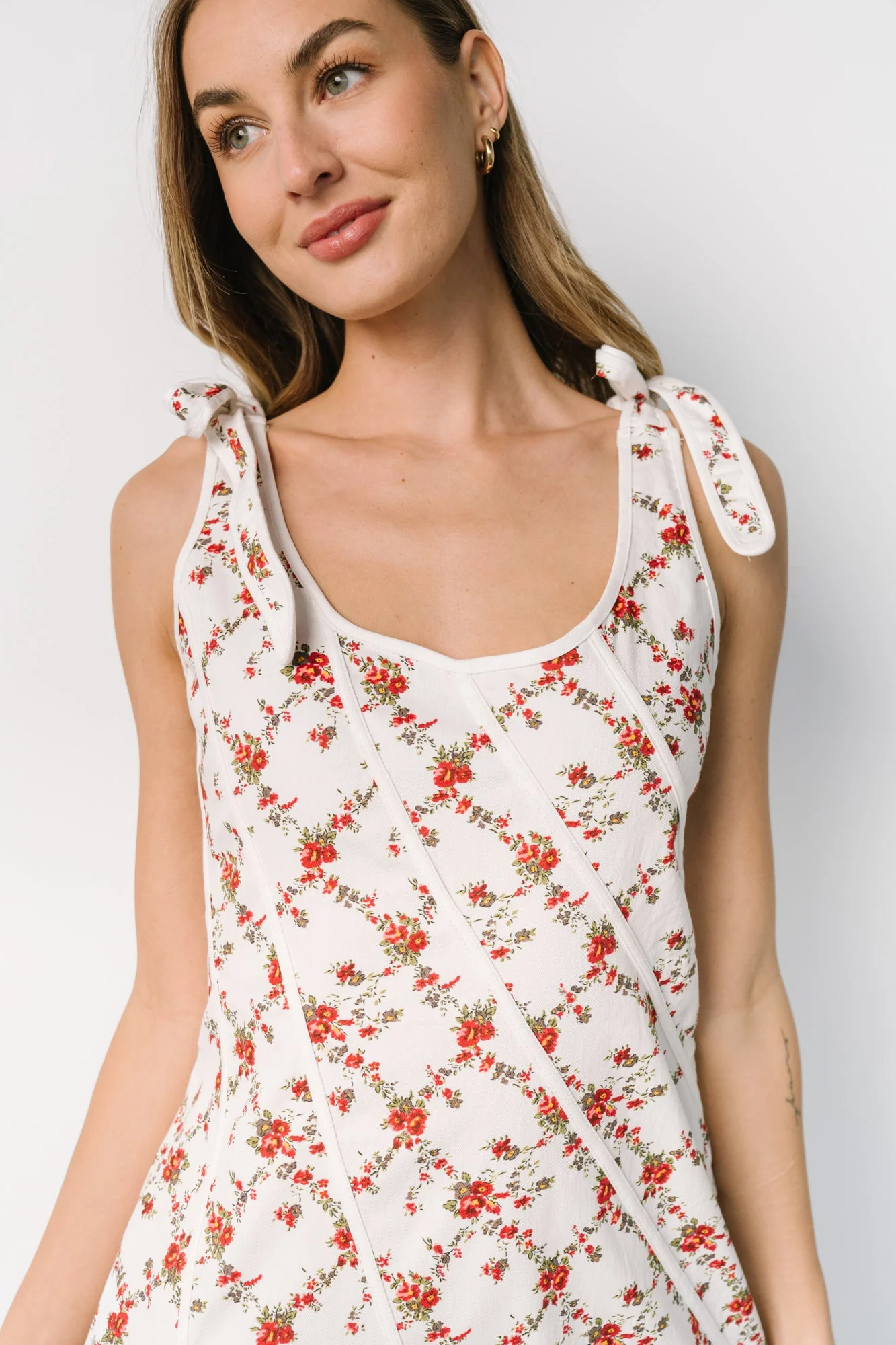 Isla Tank Dress | Off White + Red Floral - Image 2
