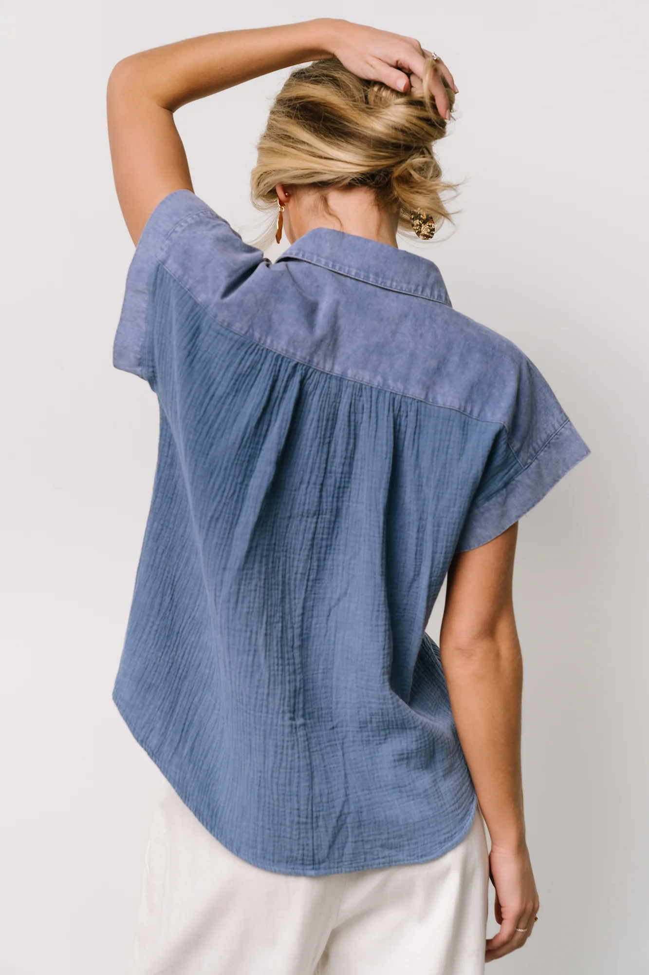 Jaye Button Top | Denim Blue - Image 4