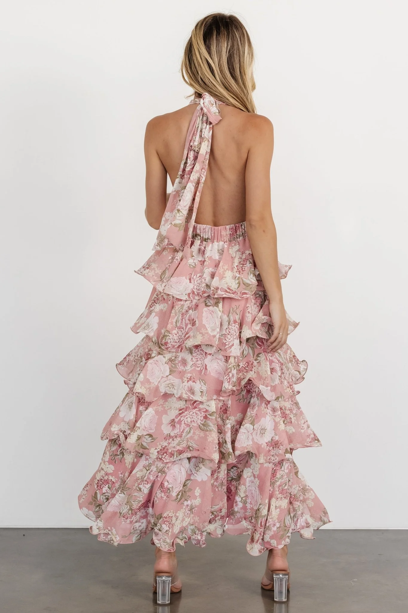 Jesslyn Open Back Tiered Maxi Dress | Blush Floral - Image 2