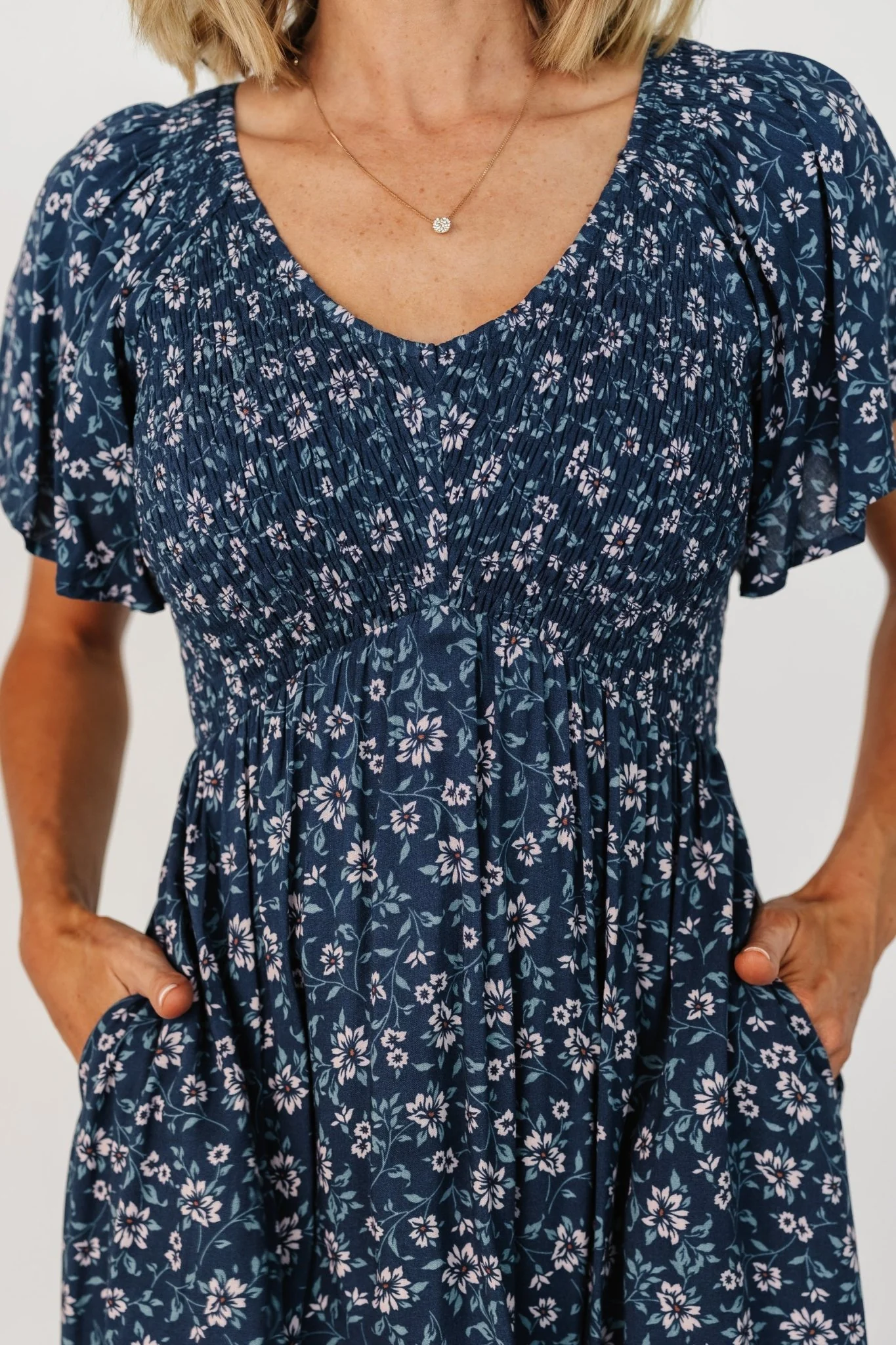 Joanie Smocked Dress | Blue Floral - Image 3