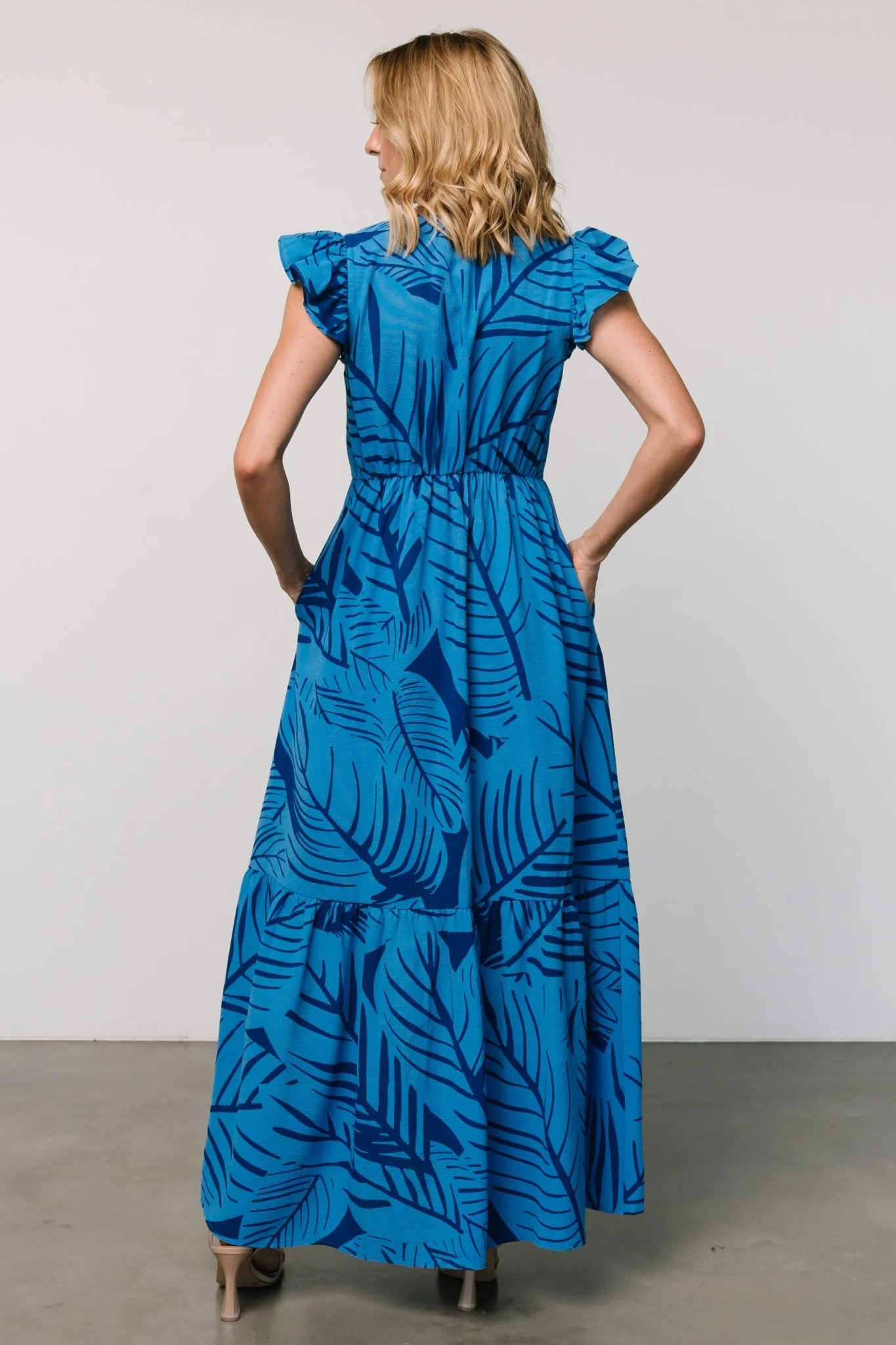 Kaia Button Maxi Dress | Blue Print - Image 6
