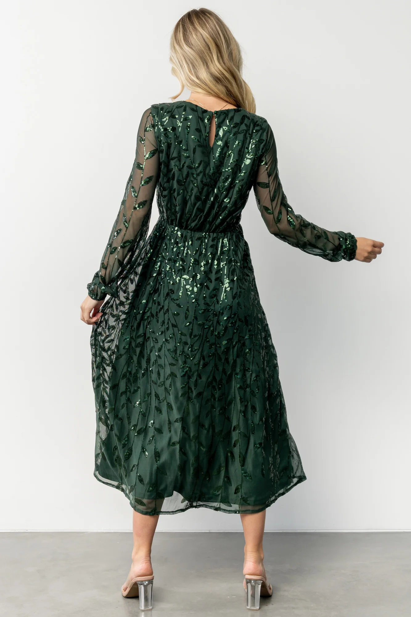 Kalla Sequin Midi Dress | Emerald - Image 4