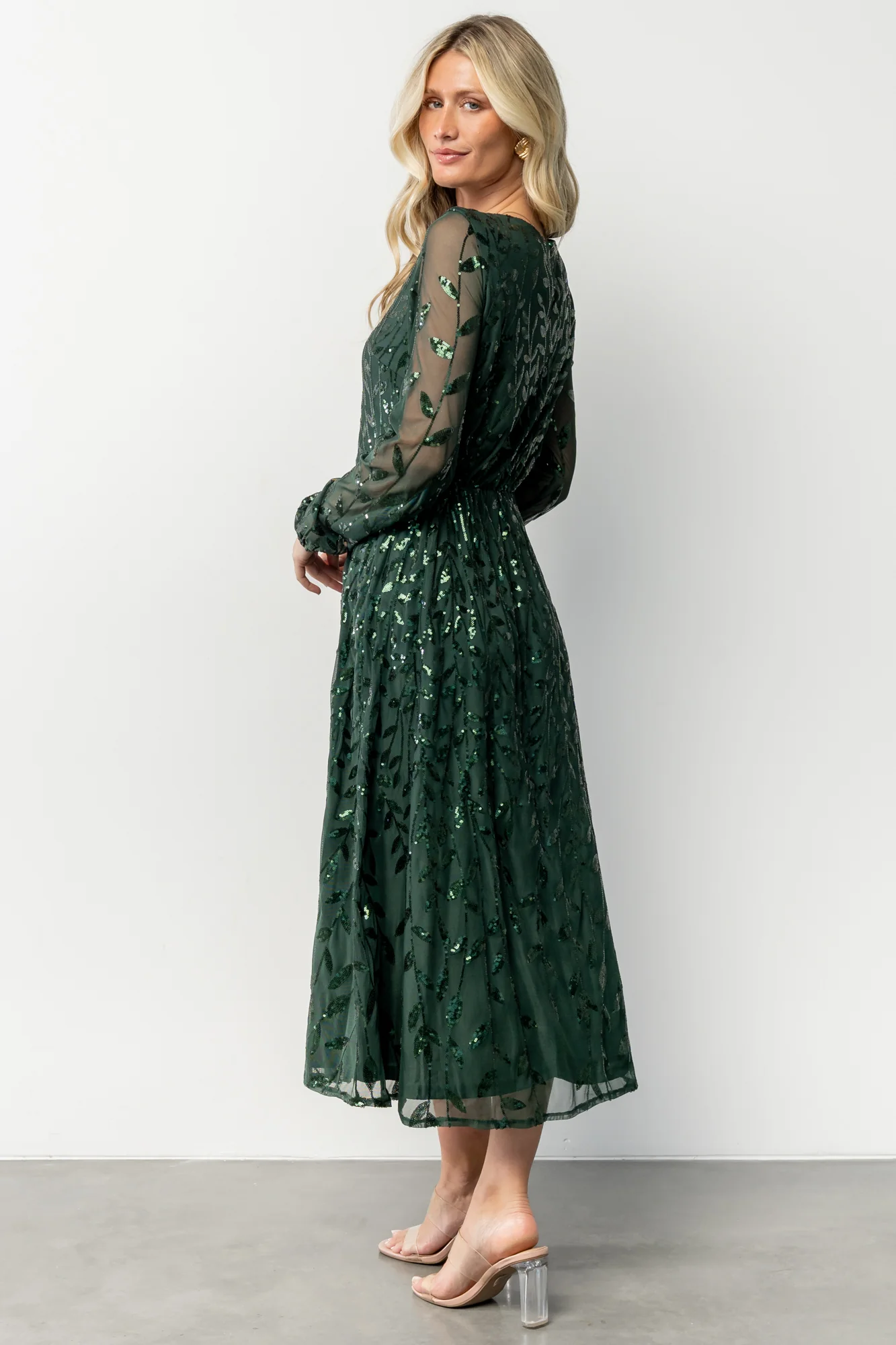 Kalla Sequin Midi Dress | Emerald - Image 6