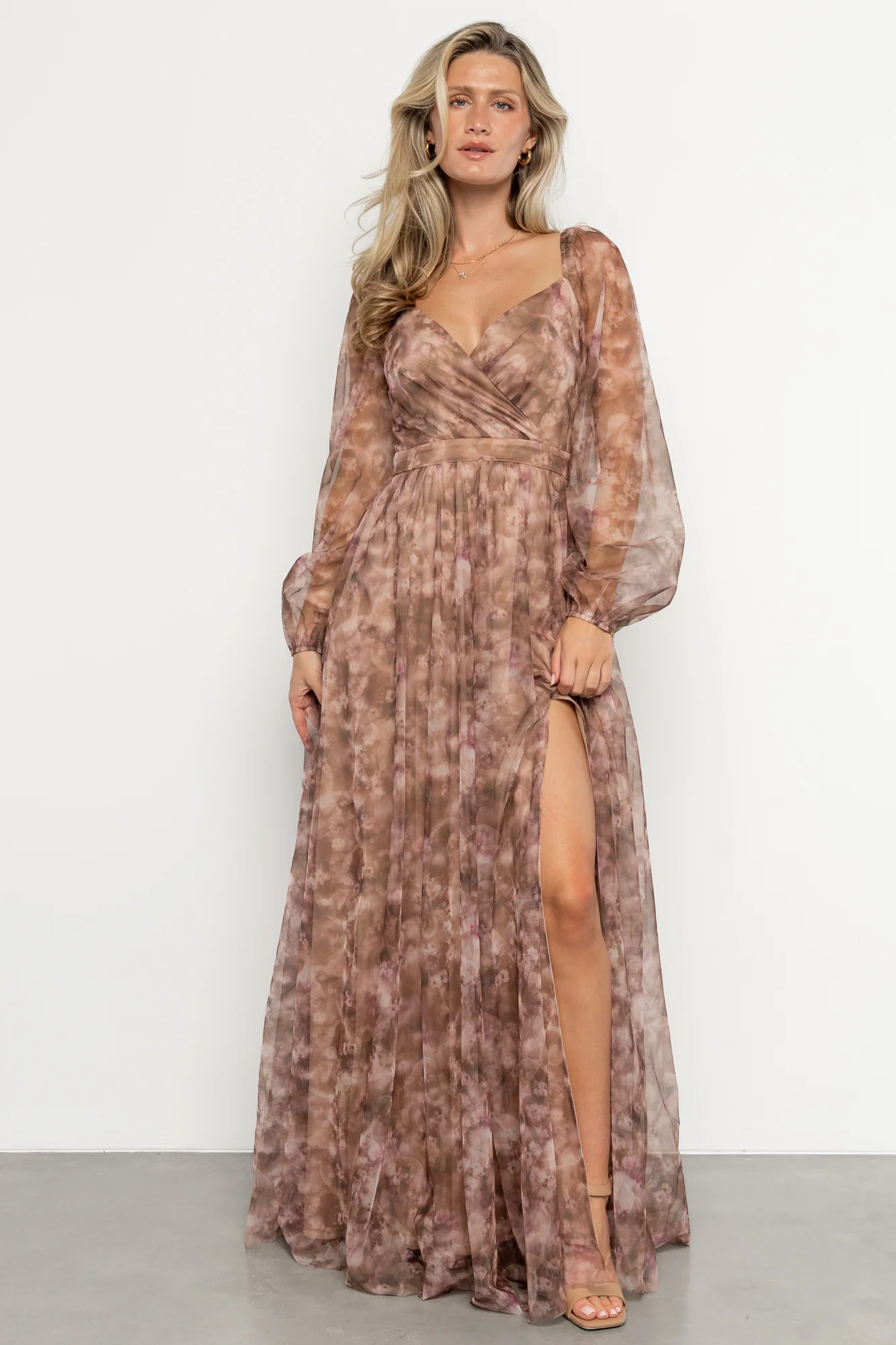 Katara Tulle Maxi Dress | Mocha Floral - Image 5