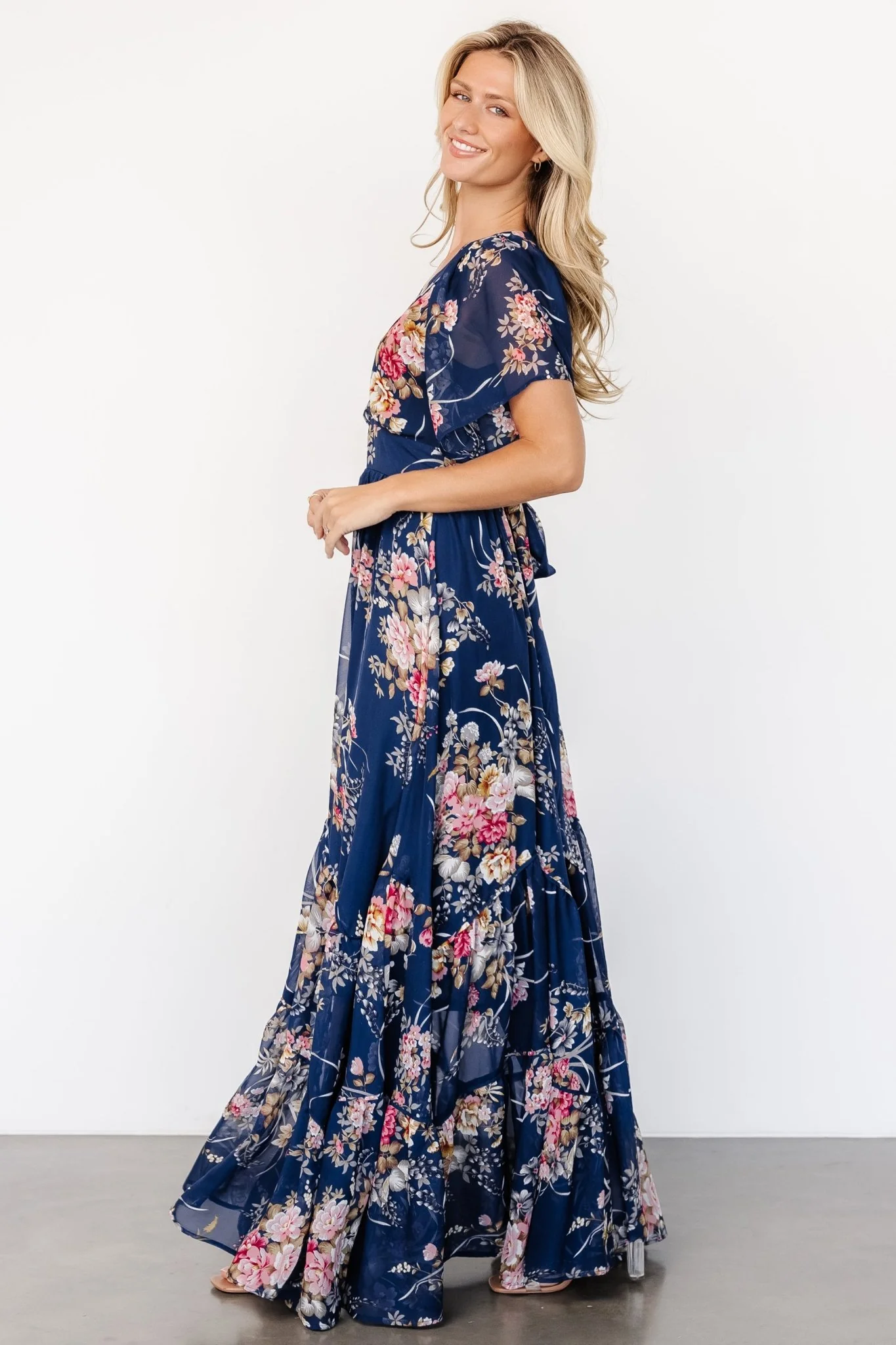 Katherine Maxi Dress | Navy + Pink Floral - Image 3