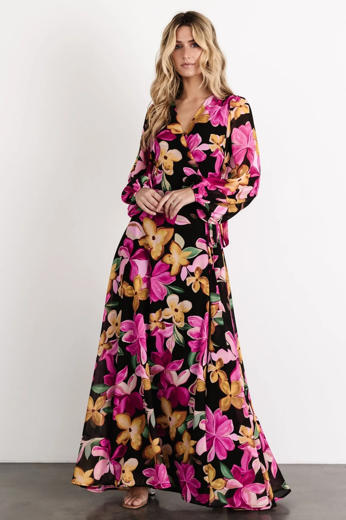 Katinka Wrap Maxi Dress | Black Multi Floral - Image 8