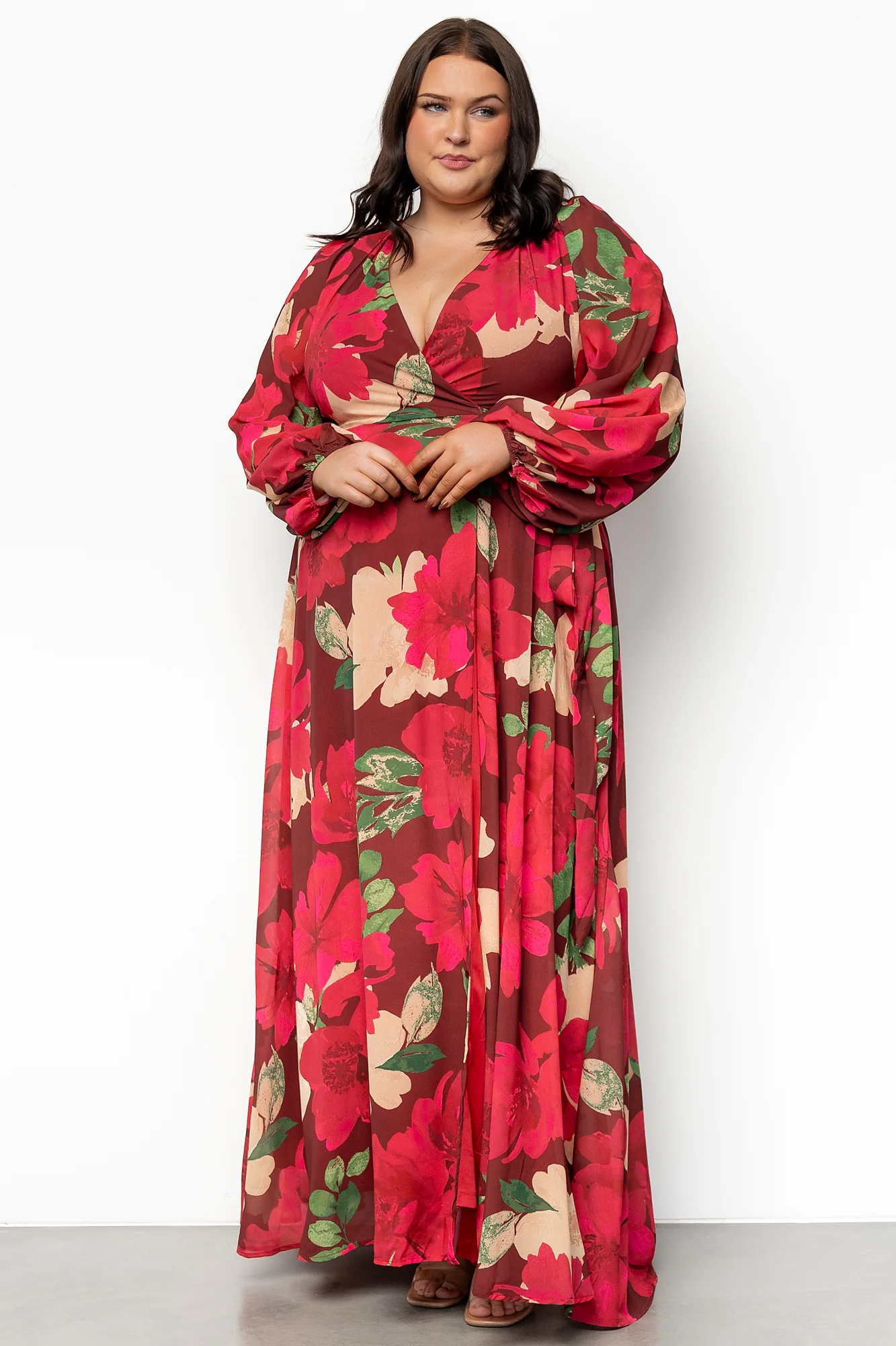 Katinka Wrap Maxi Dress | Burgundy Multi Floral - Image 3